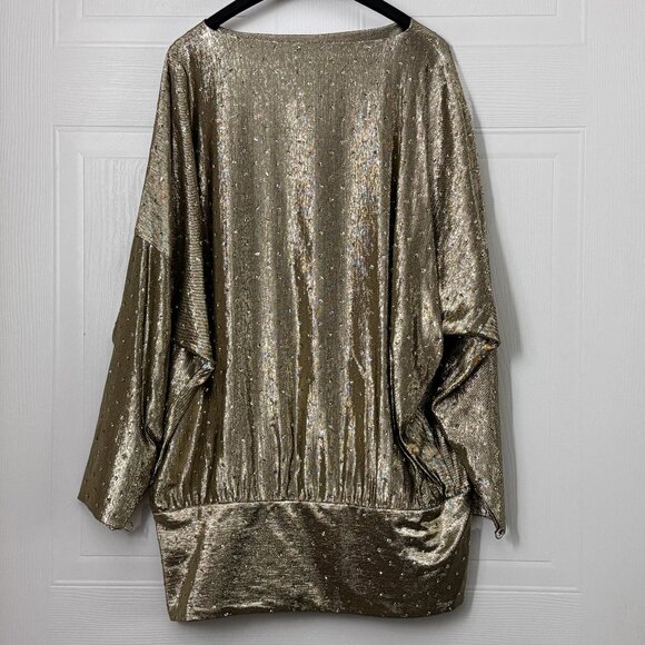 Shimmery Gold Sequinned Silk Tunic Size 6 - Picture 2 of 3